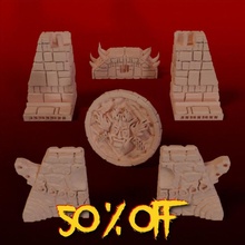 gate temple tabletop door rpg wall tile diorama 28mm dnd 35mm easy print walls openlock pathfinder 32mm dungeons&dragons openlockcompatible dungeon 3d print model - Mito3D