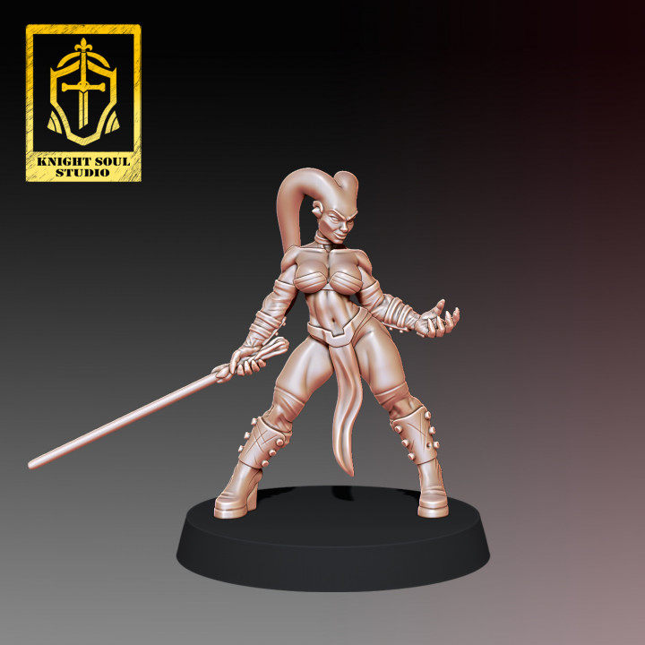 sombre griffe boutique agression femelle figure héros Humain Chevalier rouge espace étoile épée talon guerre jeux miniature impérial guerres âme galactique martre 3D print model - Mito3D