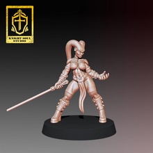 dark claw store assault female figure hero human knight red space star sword talon war wargames miniature imperial wars soul galactic sable 3d print model - Mito3D