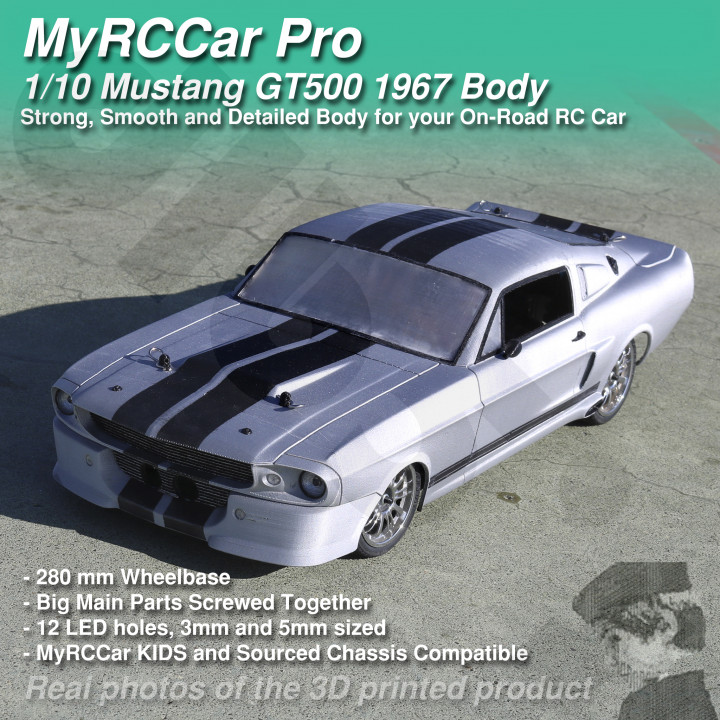 myrccar 1 10 mustie gt500 1967 on-road rc car body gadgets & electronics kids racing drifting mustang touring eleanor mrcc 3D print model - Mito3D