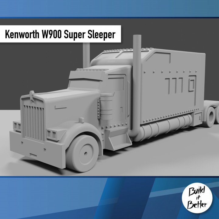 Kenworth w900 super dorminhoco 1 64 escala loja transporte caminhão furgão Volvo jipe boneca reboque Scania lowboy ferrão Gaslands bullbar petroleiro peterbilt 3D print model - Mito3D