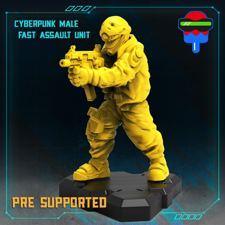 cyberpunk masculino trauma rápido asalto unidad mesa médico policía táctico cibernético cyberpunkred aplastar 3D print model - Mito3D