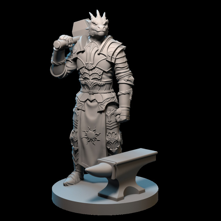 dragonborn marteau enclume 28mm table guerrier paladin dnd clerc 3D print model - Mito3D