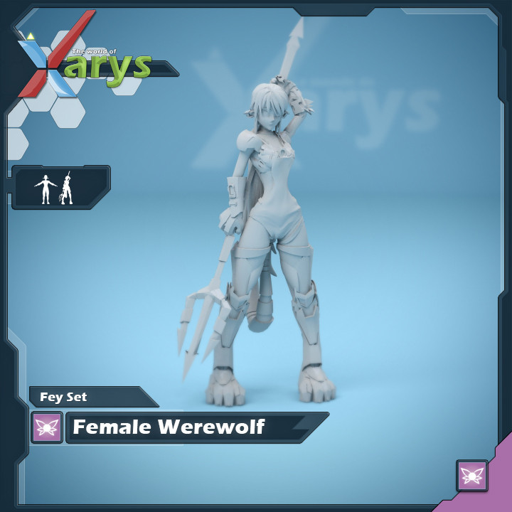 weiblich Werwolf Geschäft 3D print model - Mito3D