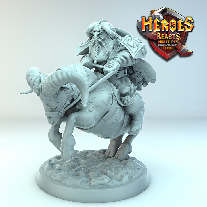 dwarf ram rider tabletop sheep horns stead 3D print model - Mito3D