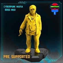 cyberpunk mafia boss milo tabletop male shadowrun gang cyberpunkred tomygun 3d print model - Mito3D