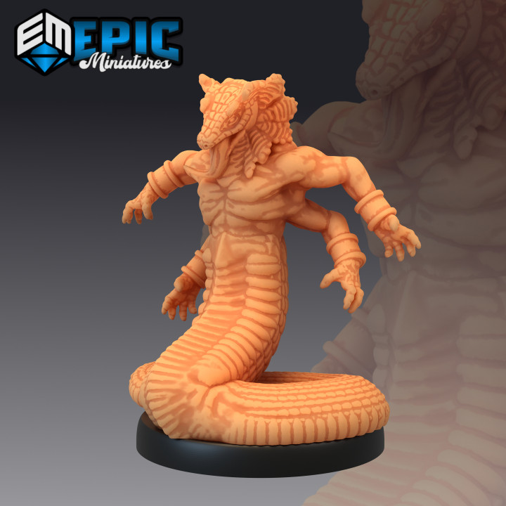 serpente evocatore serpentfolk stregone tavolo fantasia guardia medievale mostro rpg warhammer nemico dnd esploratore npc yuan ti 3D print model - Mito3D