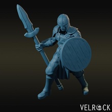 town guard spear shield tabletop fantasy fighter knight warrior dungeons dragons 3d print model - Mito3D