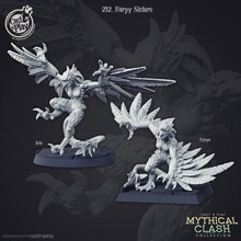 harpy sisters pre-supported tabletop bird clash dragons dungeons fantasy greek mythical enemy encounter cast harpies kenkus theros 3d print model - Mito3D