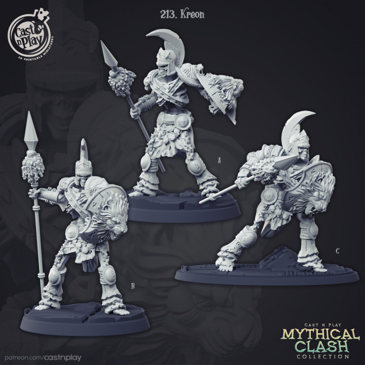 kreon's skeleton pre-supported tabletop clash fantasy greek mythical undead campaign d&d cast theros kreon 3D print model - Mito3D