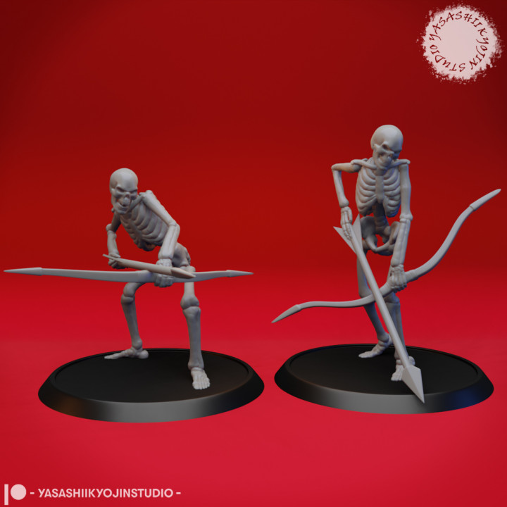 Morto vivo esqueleto arqueiros tampo mesa miniatura arqueiro crânio assustador 28mm dnd descobridor 54mm Gloomhaven ttrpg 3D print model - Mito3D