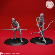 undead skeleton archers - tabletop miniature archer skull spooky 28mm dnd pathfinder 54mm gloomhaven aos ttrpg 3d print model - Mito3D