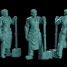 herrero mesa dragones miniaturas martillo guerra personaje Sla dlp persona calabozo músculo pionero npc cerrajero texto 3d print model - Mito3D