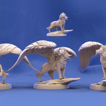 celestial leão majestoso pose 1 tampo mesa fantasia jogos rpg asas d felino legal 3d print model - Mito3D