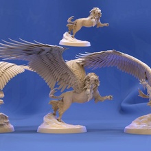 celestial leão atacante pose 2 tampo mesa fantasia jogos asas d felino majestoso legal 3d print model - Mito3D