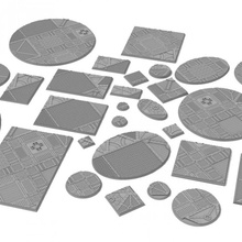 Oval Quadrat rechteckig sechseckig industriell strukturiert Basen x1000 Geschäft sci fi Wargaming Steampunk scifi Tischplatte Kriegsspiel 28mm 32mm 25mm Grimdark 3d print model - Mito3D