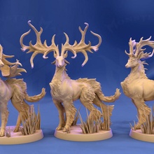 cerf majestueux pose 3 ramure variations table fantaisie jeu cheval élan bois 3e 5e 4e 3d print model - Mito3D