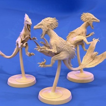 feathered raptor jump attack pose tabletop bird creature dinosaur gaming lizard monster rpg chicken murder d&d feather homebrew 3e 5e attacking 4e 2e 3d print model - Mito3D