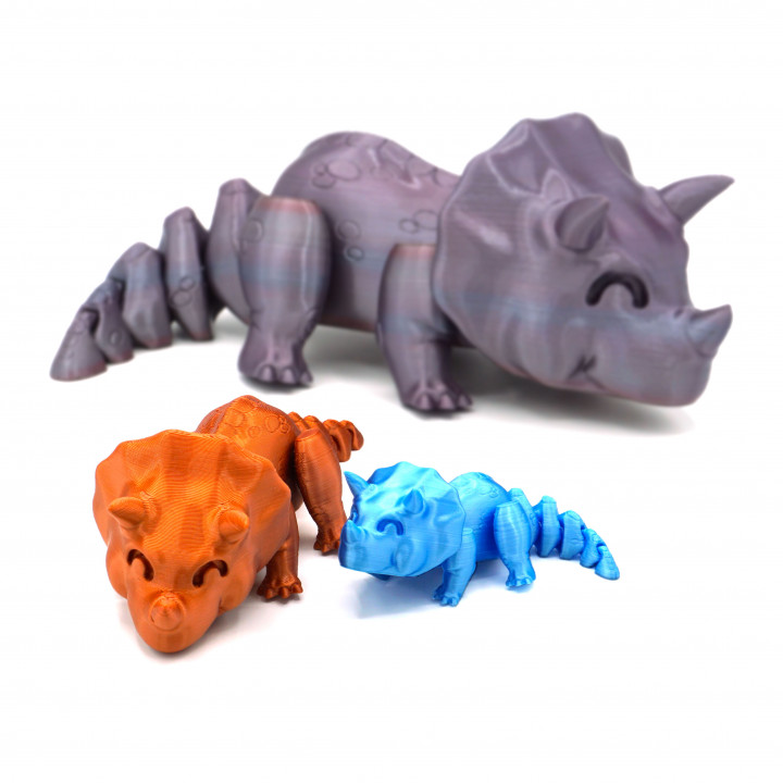 ar triceratops loja animal fofa dinossauro flexível articulado flexi 3D print model - Mito3D