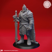 armored fighter - tabletop miniature axe knight mini sword roleplaying dnd pathfinder armoured gloomhaven aos ttrpg 3d print model - Mito3D