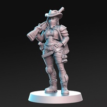 lonewolf - wasteland 32mm dnd tabletop hat girl gun rpg woman cowboy rn estudio 3d print model - Mito3D