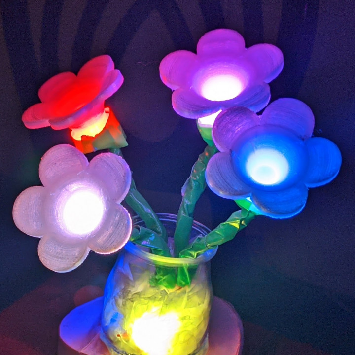 fleur LED lampe décoration 3D print model - Mito3D