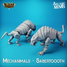 mechanimals - sabertooth store animal cat dragons dungeons fantasy golem machine mechanical robot robotic technology tech wizard magic companion steampunk guardian mage scifi mech robo roleplaying magical angry spell d&d 28mm dnd 35mm 3d print model - Mito3D