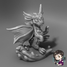baby blue dragon tabletop figurine summer water miniature dungeon d&d 3d print model - Mito3D