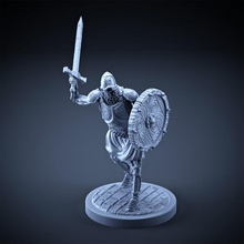 Skelett schwer Infanterie Schwert + Schild angreifen Pose frei Rüstung Kreatur Fantasie Mini Rollenspiel Untote Miniatur Brettspiel Verliese Drachen Tischplatte 3d print model - Mito3D