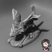 white baby dragon tabletop cute figurine snowflake winter miniature playing dungeon d&d young snowball 3d print model - Mito3D