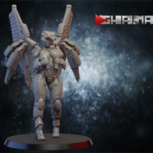 valkyrie pinup support ready tabletop female game rpg sci-fi sexy war warhammer warrior woman hammer infinity tits wh busty 3d print model - Mito3D