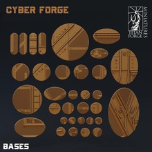 ciberforge bases conjunto 1 mesa miniaturas base cyberpunk fragua titán 3d print model - Mito3D
