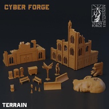 cyberforge terreno impostato 1 tavolo miniature cyberpunk fucina titano 3d print model - Mito3D