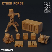 cyberforge terrains set 2 tabletop miniatures terrain cyberpunk forge titan 3d print model - Mito3D
