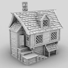 medieval casa cava mesa 3d imprimible edificio fantasía interior terreno d paisaje 3d print model - Mito3D
