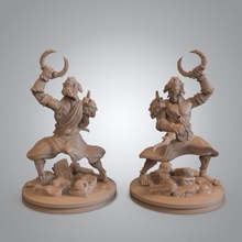 quing rong demônio gêmeo pre supported tampo mesa rpg miniatura resina minis asiática dnd oni 3d print model - Mito3D