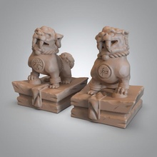 calcul Lions pre supported table ornement rpg miniature minis asiatique dnd stonelions 3d print model - Mito3D