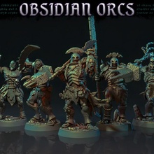 obsidian orc warband - pre-supported tabletop beast black ork rpg wargaming warhammer rings lord weapons enemy lordoftherings drums dnd bases uruk hai urukhai 3d print model - Mito3D