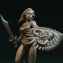 nala lâmina sul desertos tampo mesa bárbaro fantasia lutador menina espada Guerreiro mulher africano 3d print model - Mito3D