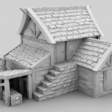 medieval padaria 3d imprimível construção fantasia interior terreno tampo mesa d cenário artesão 3d print model - Mito3D