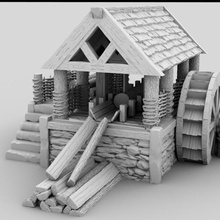 medievale segheria 3d stampabile edificio fantasia interni terreno tavolo d scenario legname professione 3d print model - Mito3D