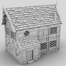 médiéval maison table 3d imprimable bâtiment fantaisie intérieur terrain paysage 3d print model - Mito3D