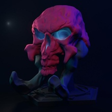 skull demon alien bust monster sculpture teeth tusk 3d print model - Mito3D