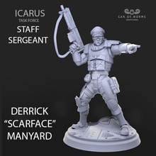staff sergeant derrick scarface manyard tabletop futuristic games miniatures rpg warhammer scifi wargame enforcer icarus wargamming 3d print model - Mito3D
