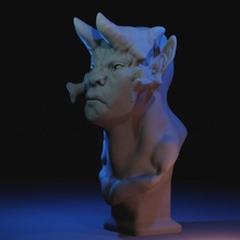 demonio busto mesa diablo escultura 3d print model - Mito3D