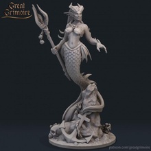 siren mağaza kız harika canavar minyatür dnd büyü kitabı Greatgrimoire Darksealegends Sirena 3d print model - Mito3D