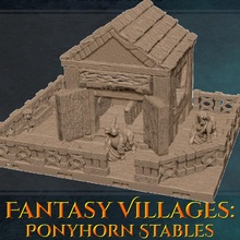 fantasy villages - ponyhorn stables tabletop farm miniatures terrain horse pony village town tiles horses stable scatter dragonbite 3d print model - Mito3D