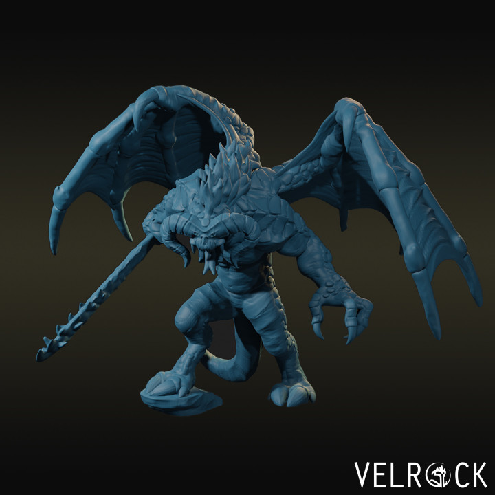 devil flame sword tabletop demon creature monster winged balor 3D print model - Mito3D