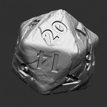 stone d20 dice dragons dungeons dnd themed 3d print model - Mito3D