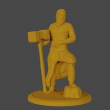 human barbarian tabletop warhammer male hammer maul muscular ripped savage 3d print model - Mito3D